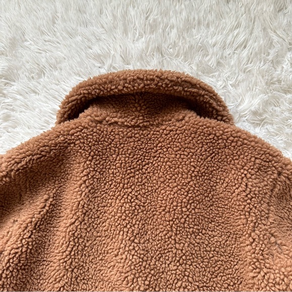 Abercrombie And Fitch Brown Sherpa Button Up Coat Size L - Picture 9 of 10
